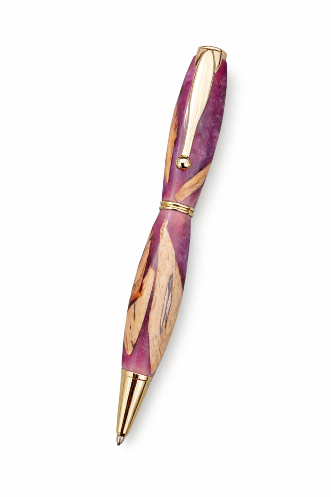 The Emberline Classic pen in spalted pecan with gunmetal hardware